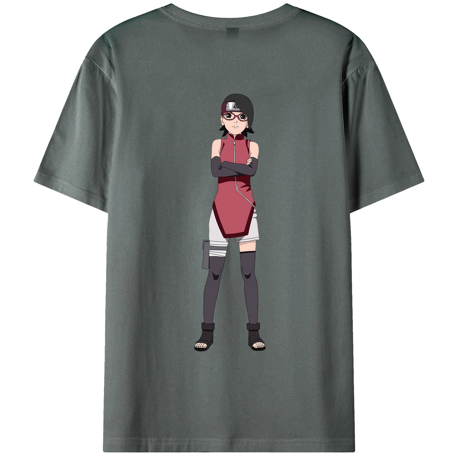 （画像用） NARUTO -ナルト- うちは サラダ Uchiha Sarada 綿100％ メンズ半袖Tシャツ（バックプリント） 通気性